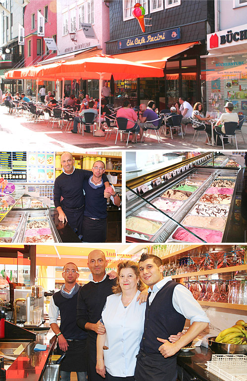 Eiscafé Pacini Auf seiner Eiskarte verspricht das Eiscafé Pacini ein kleines Stück Toscana in Lübbecke - und das zu recht. Denn bereits in der dritten Generation ist der Name Pacini im Zusammenhang mit leckeren Eisspezialitäten ein Begriff. Angefangen hat die Eis-Familiengeschichte im Jahre 1958. Seit 2002 wird sie in Lübbecke geschrieben, wo es im Februar heißt: Pacinis sind wieder da, das Frühjahr bzw. der Sommer beginnt.