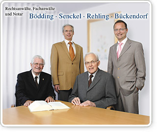 Die Anwaltssoziet&auml;t B&ouml;dding &ndash; Senckel &ndash; Rehling & B&uuml;ckendorf hat sich in der heutigen Form  2003 zusammengefunden und zwar durch den Zusammenschluss der beiden Anwaltskanzleien B&ouml;dding & B&uuml;ckendorf und Senckel & Rehling. Durch diese Fusion zweier renommierter Soziet&auml;ten ist gew&auml;hrleistet, dass Mandanten deutschlandweit in fast allen Rechtsfragen beraten und vertreten werden k&ouml;nnen. 