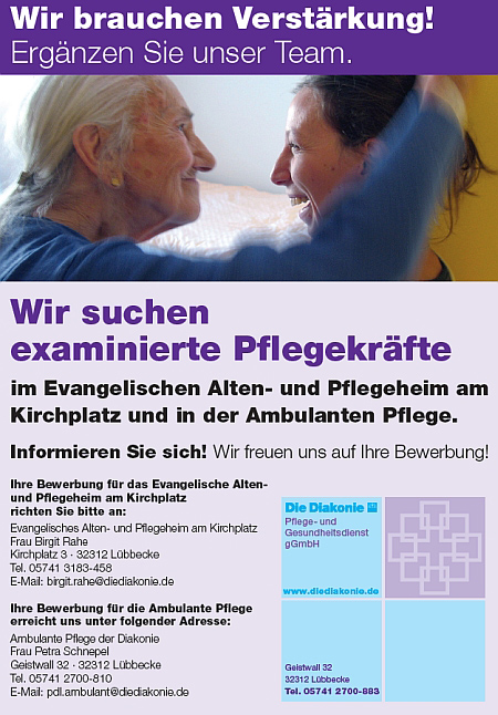 Stellenbeschreibung - Die Diakonie Pflege und Gesundheitsdienst gGmbH Lübbecke