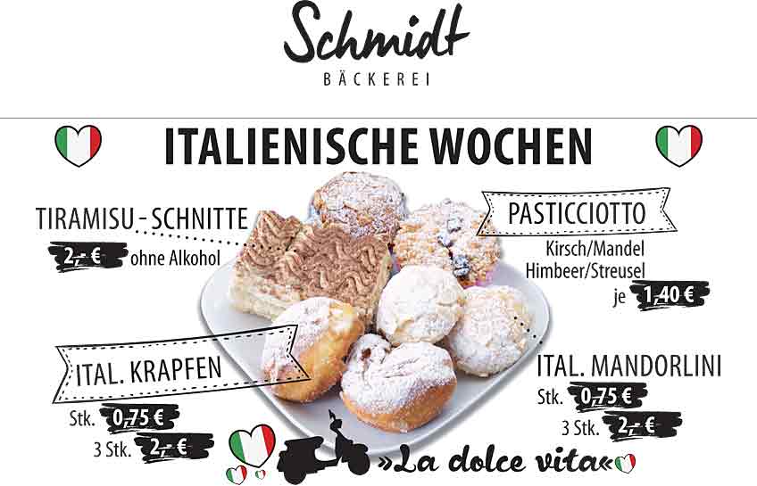 italienische Wochen Bäckerei Schmidt