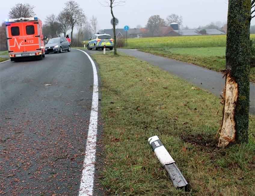 Der Golf-Fahrer kam von der Stra&szlig;e ab und prallte gegen einen Baum.
