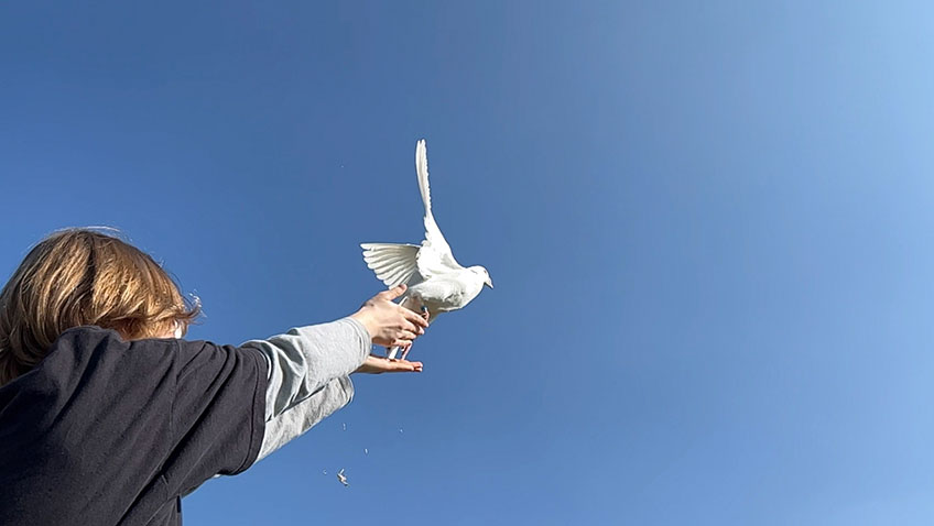 Die Schülerinnen und Schüler der Stemweder-Berg-Schule haben ein weiteres Zeichen für den Frieden gesetzt. Um gegen den Krieg in der Ukraine zu protestieren, versammelten sich die Schülerinnen und Schüler auf dem Sportplatz in Wehdem.